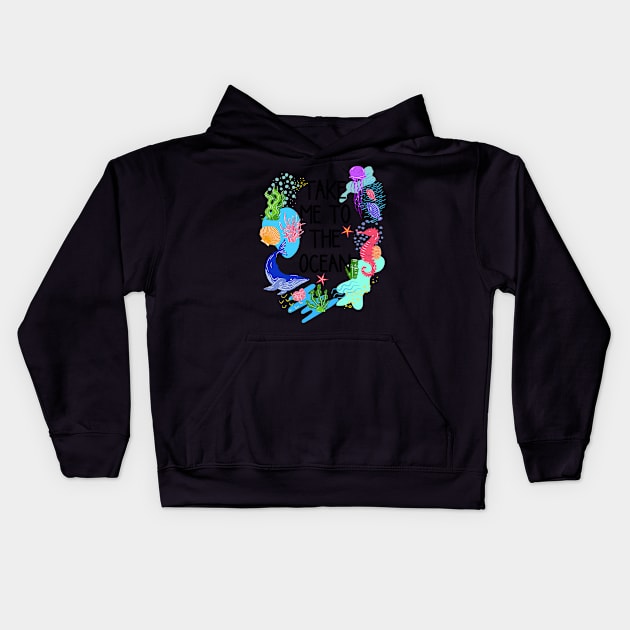 Take me to the waves Kids Hoodie by monicasareen